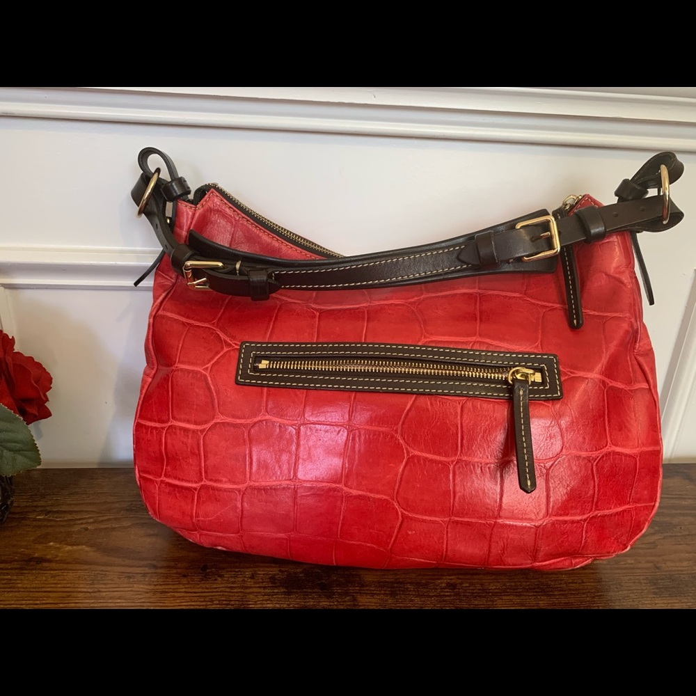 Dooney & Burke Retired Red Croc Leather Shoulder Bag - Picture 2 of 5